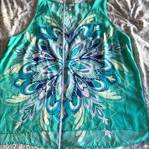 Sea Foam Green and Blue Tank Top -silky Fabric
